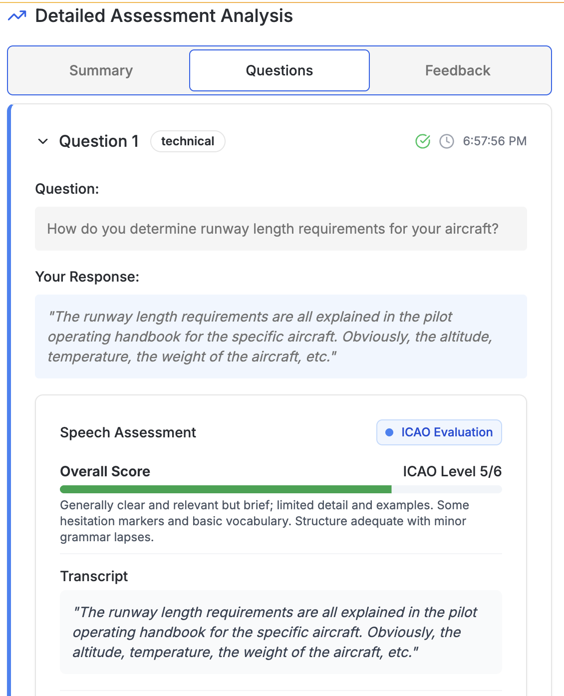 Detailed assessment by ICAO skill
